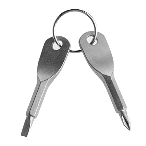 2-Key Pocket Outdoor Tool EDC Screwdriver Set Stainless Steel Keychain Portable